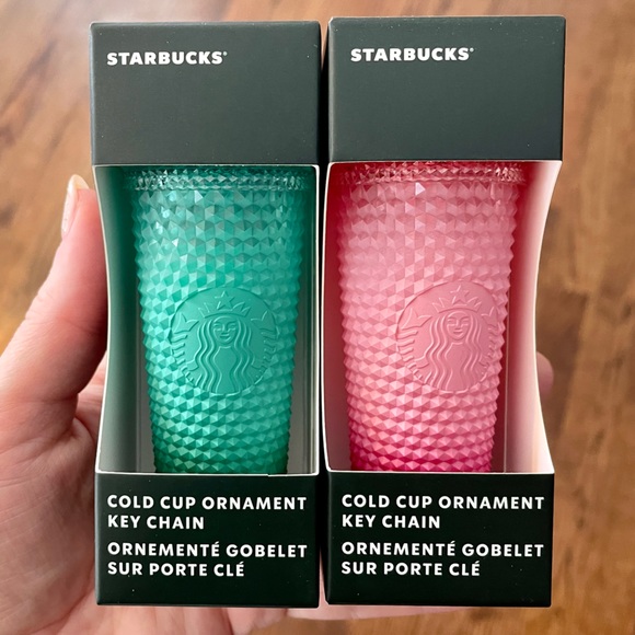 Ships today! Starbucks Waxberry Pink Green Mini Tumblers Keychains Ornament